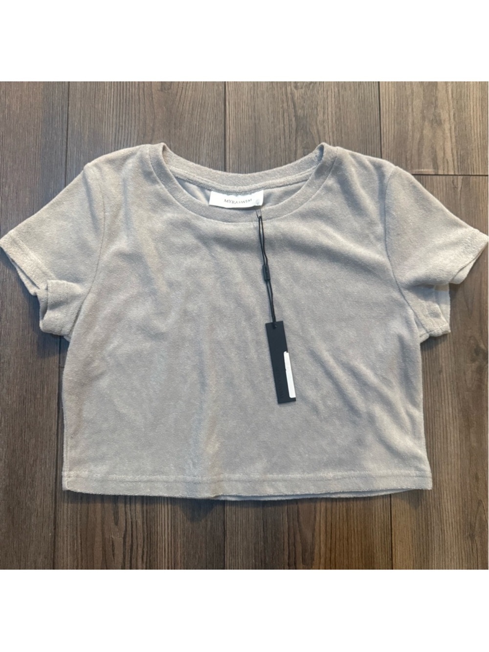 Wilfred Taupe Short Sleeve Cropped Top